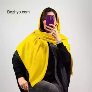 روسری نخی ساده (کد 28336) زمینه زرد